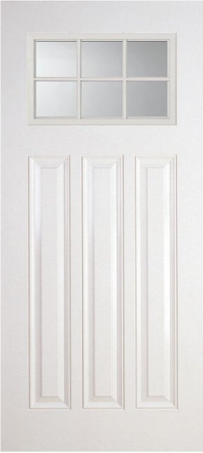 Alliance S818-6P-SDL6-BLE fiberglass entry door, smooth