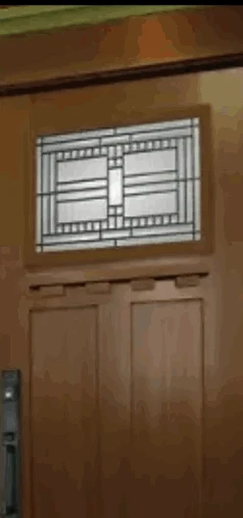 Codel woodgrain fiberglass single entry door with decorative glass lite