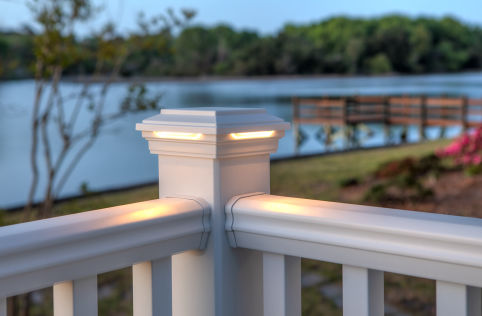 Trex composite deck railing with lighting
