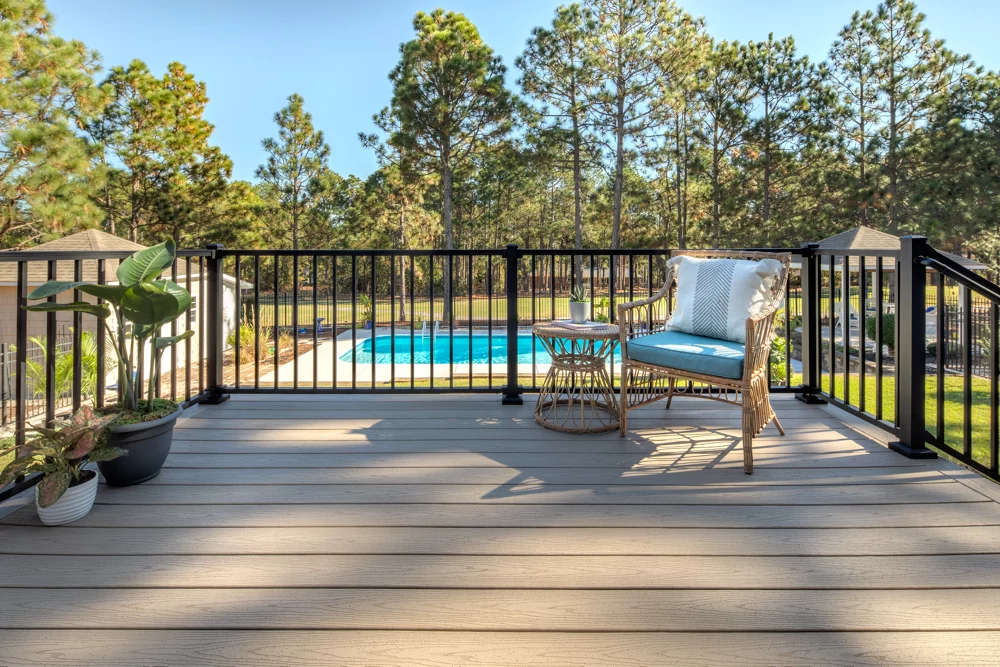 Trex Signature aluminum railing detail on a composite deck
