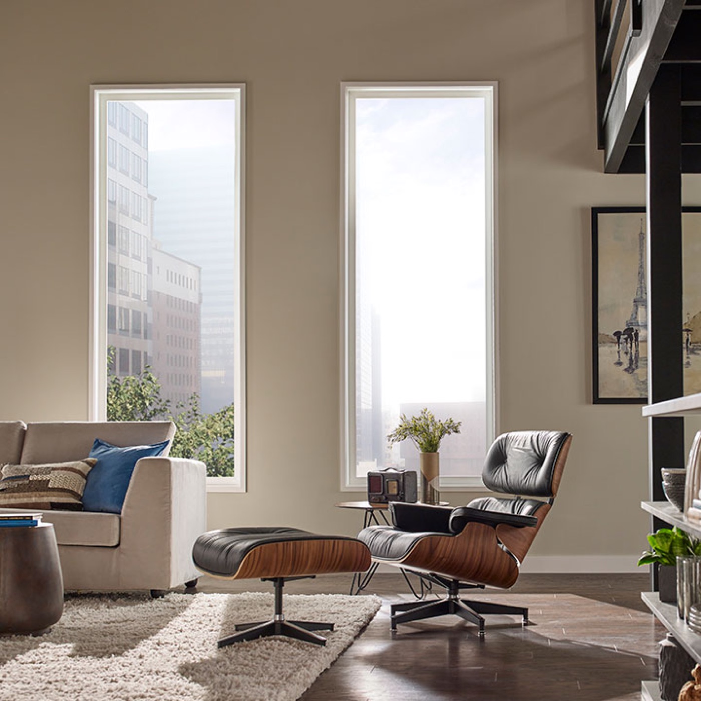 Ply Gem West Pro Series 700 picture and casement windows in a modern living room