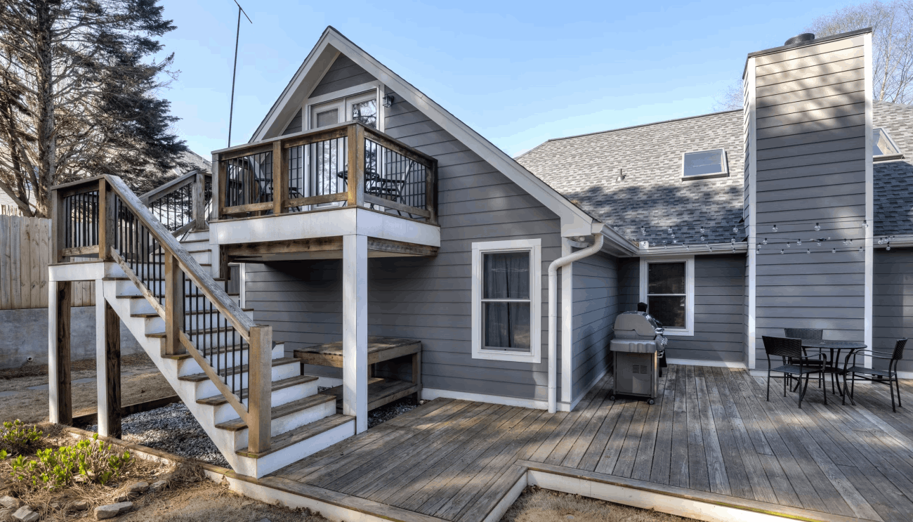 Weathered wood decking